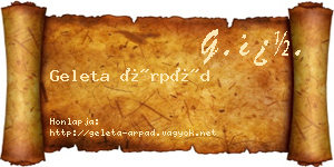 Geleta Árpád névjegykártya